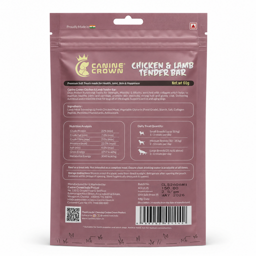 Canine Crown Soft Chicken & Lamb Tender Bar - Ofypets