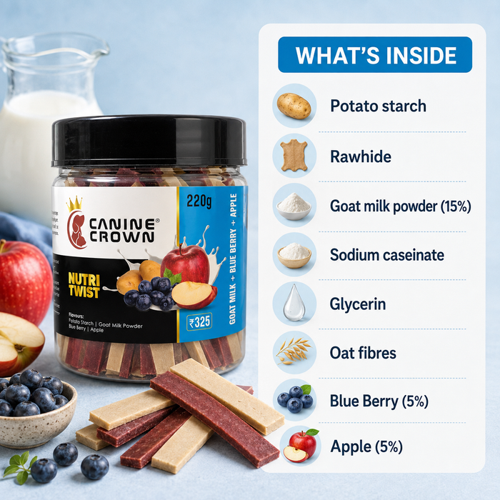 Canine Crown Nutri twist Goatmilk and Blueberry and Apple - Ofypets