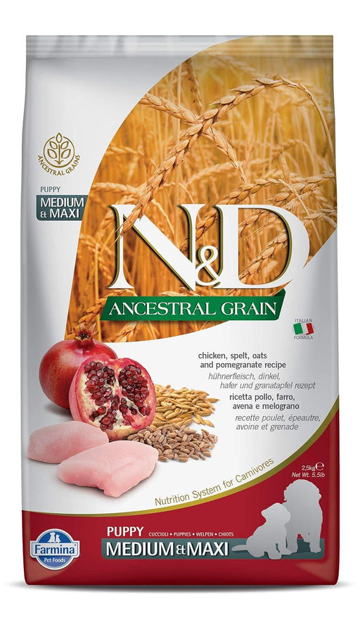 Farmina N&D Ancestral Grain Chicken And Pomegranate Medium and Maxi Puppy Dog Food - Ofypets