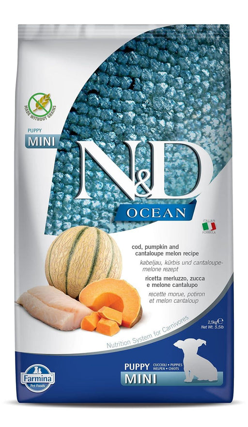 Farmina N&D Ocean Grain Free Cod, Pumpkin and Cantaloupe Melon Mini Puppy Dog Food - Ofypets