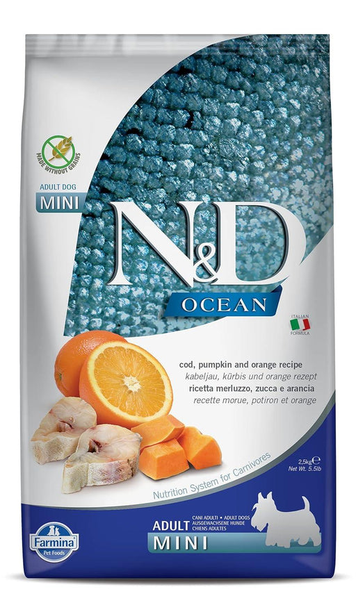 Farmina N&D Ocean Grain Free Cod, Pumpkin and Orange Mini Adult Dog Food - Ofypets