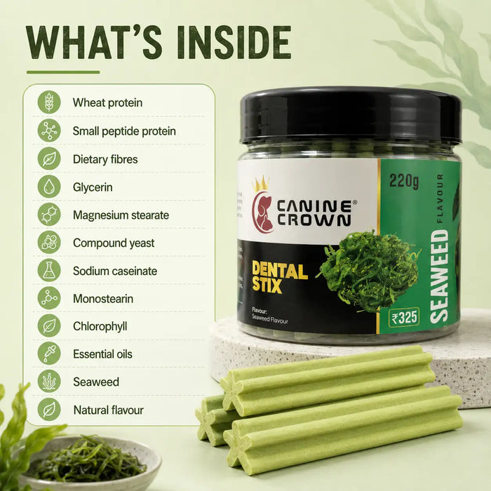 Canine Crown Seaweed Dental Stix for Dogs of All Breeds