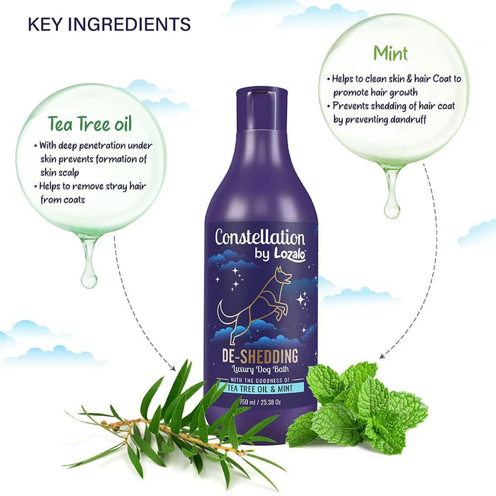 Lozalo Constellation De-Shedding Tea Tree Oil and Mint Shampoo for Dogs - Ofypets