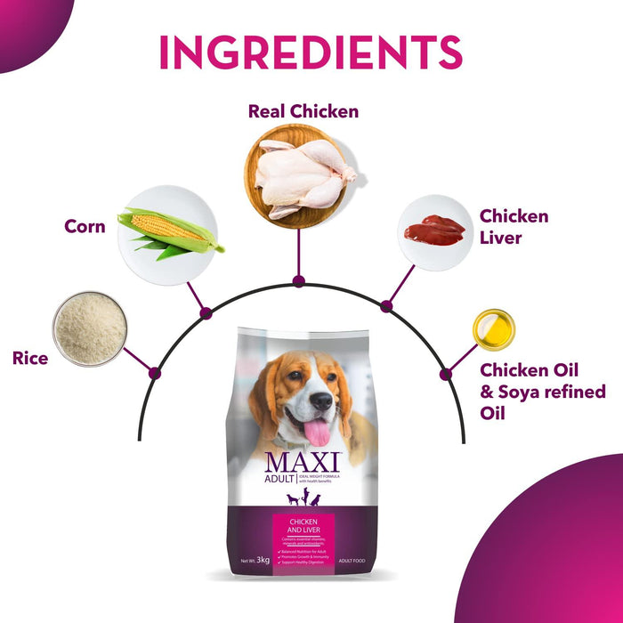 Maxi Chicken and Liver Dog Food 20kg - Ofypets