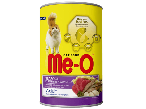 MeO Seafood Platter in Prawn Jelly Can Cat Wet Food - Ofypets
