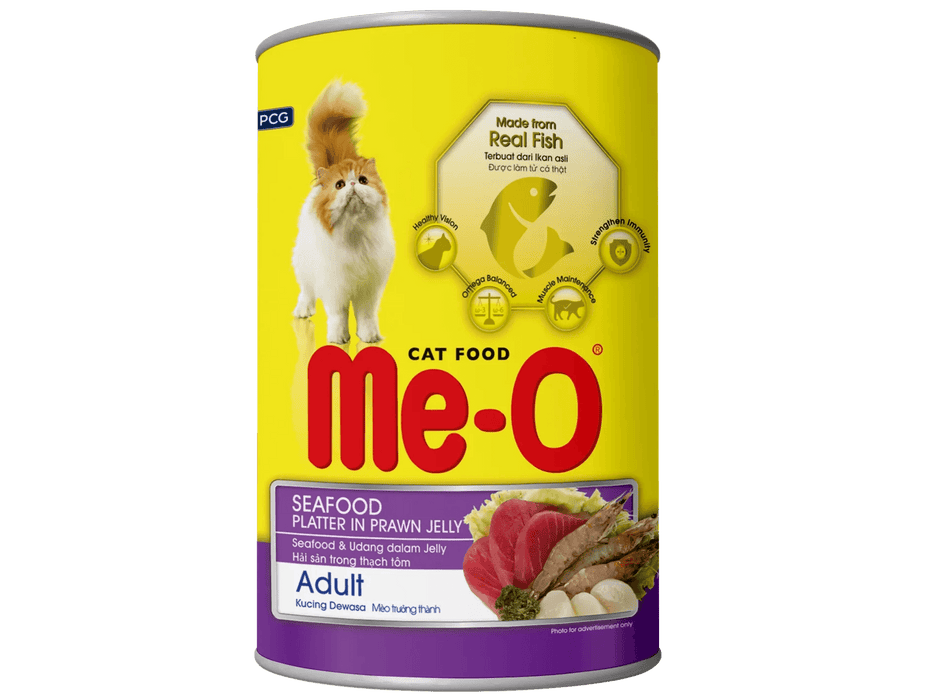 MeO Seafood Platter in Prawn Jelly Can Cat Wet Food - Ofypets