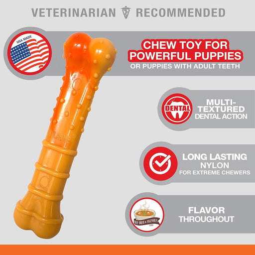 Nylabone Puppy Power Chew Textured Nylon Bone Teething Toy - Ofypets