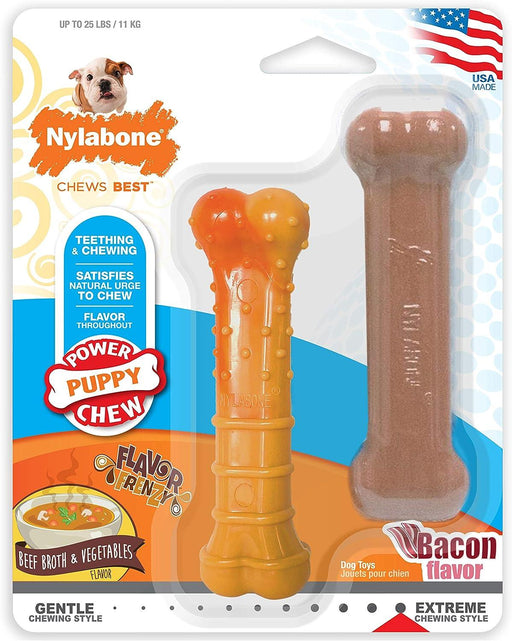 Nylabone Puppy Power Chew Twin Pack Bone Teething Toy - Ofypets