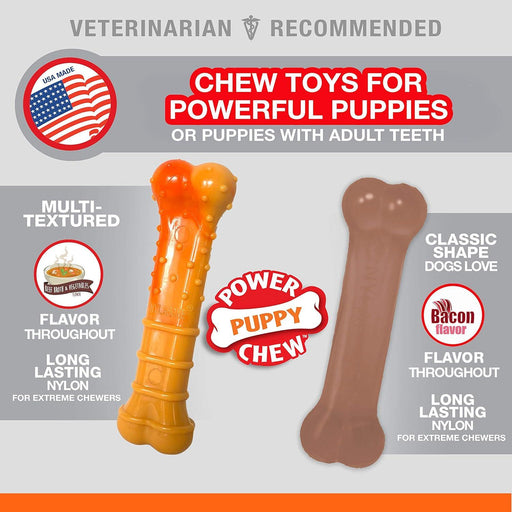 Nylabone Puppy Power Chew Twin Pack Bone Teething Toy - Ofypets
