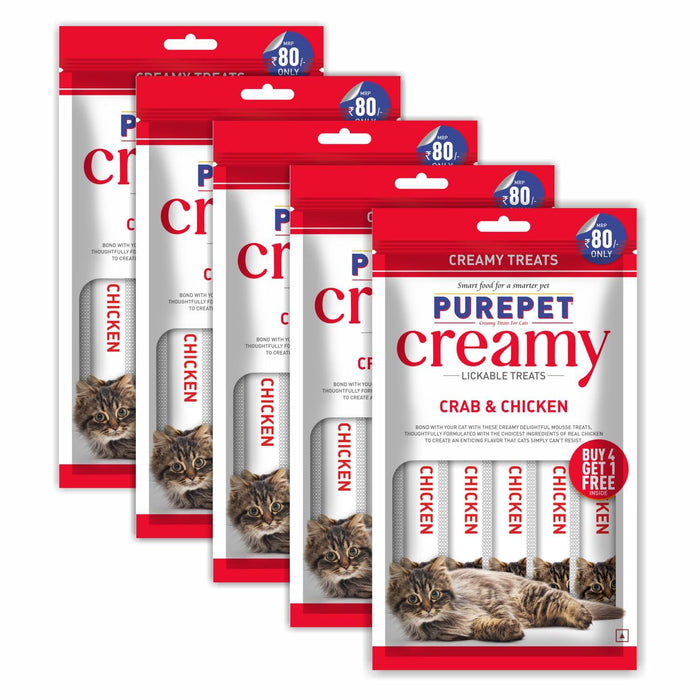 Purepet Creamy Treats for Cat and Kitten Crab & Chicken Flavour - Ofypets