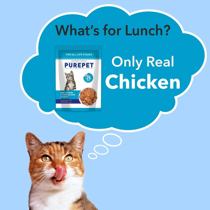 Purepet Real Chicken and Chicken Liver in Gravy Wet Food for Cats and Kittens - Ofypets