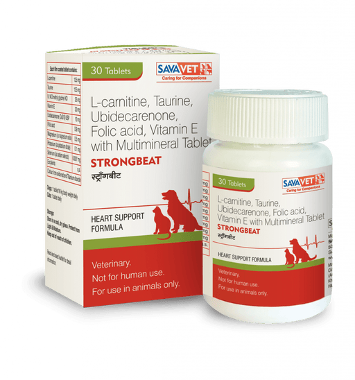 Savavet STRONGBEAT L-carnitine, Taurine Multimineral Heart Support Tablet for Dogs and Cats - Ofypets