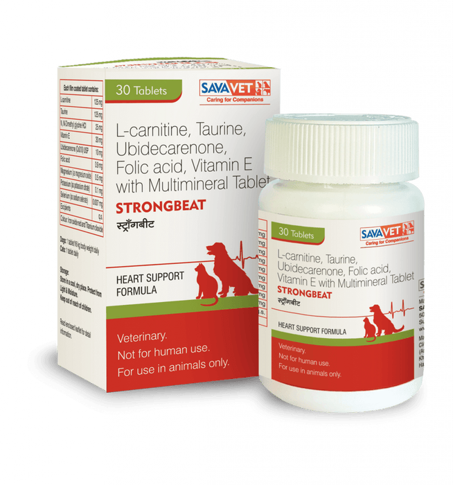 Savavet STRONGBEAT L-carnitine, Taurine Multimineral Heart Support Tablet for Dogs and Cats - Ofypets