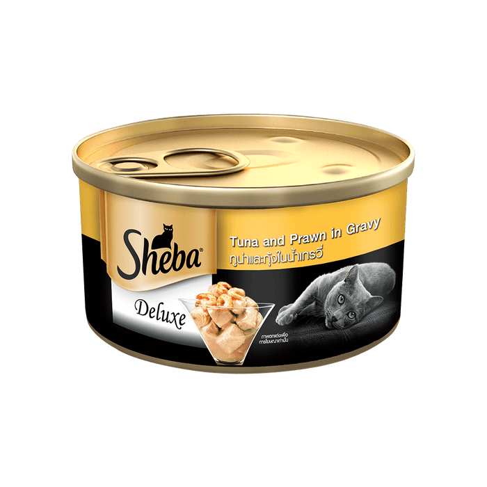Sheba Deluxe Tuna and Prawn in Gravy Cat Wet Food in Can - Ofypets