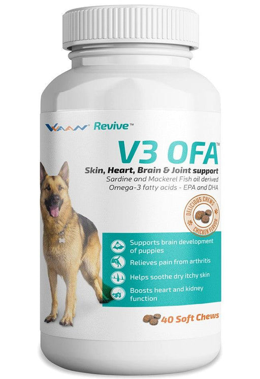 Vvaan V3 OFA Omega-3 EPA and DHA Chicken Flavour Chewable Tablets for Dogs - Ofypets