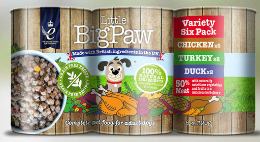 Little Big Paw Variety Pack 6 x 390g Chicken Duck Turkey