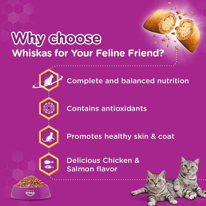 Whiskas Skin and Coat Chicken and Salmon Flavour Cat Food - Ofypets