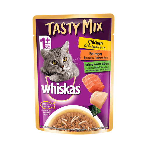 Whiskas Tasty Mix Chicken Salmon Wakame Seaweed in Gravy Cat Wet Food - Ofypets