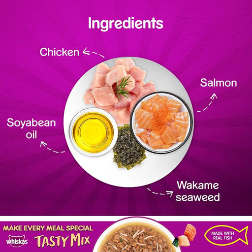 Whiskas Tasty Mix Chicken Salmon Wakame Seaweed in Gravy Cat Wet Food - Ofypets