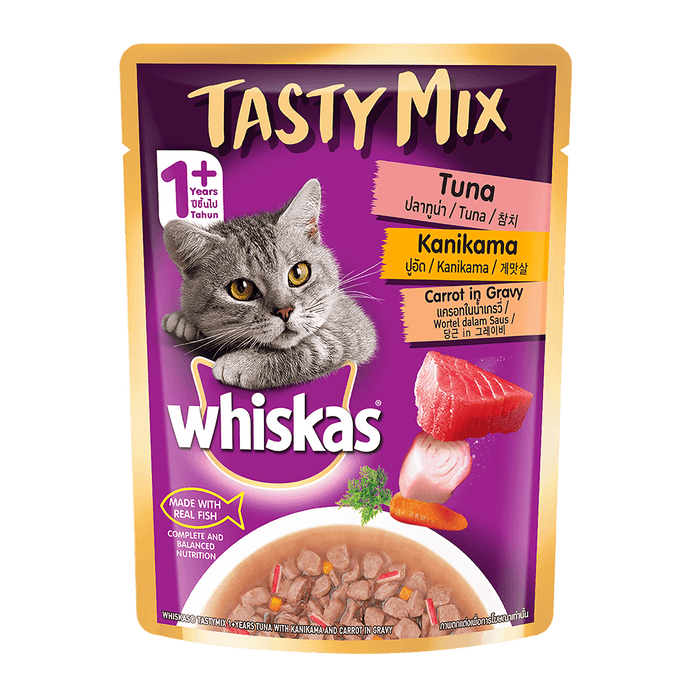 Whiskas Tasty Mix Tuna Kanikama Carrot in Gravy Cat Wet Food - Ofypets