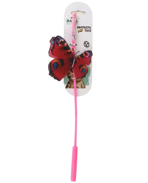 Basil Cat Stick Teaser Toy with Butterfly and Bell - Ofypets