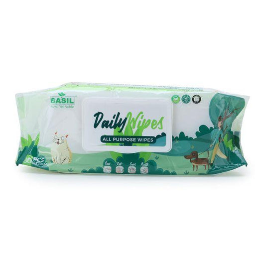 Basil Daily Wet Wipes for Grooming Dogs and Cats Lemon Scented - Ofypets
