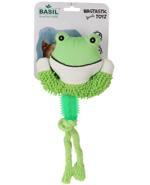 Basil Plush Chew Toy with Green Rope for Dogs - Ofypets