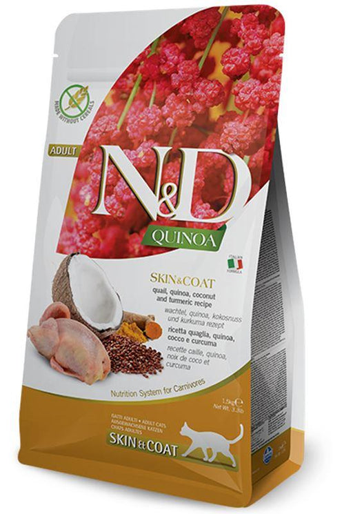 Farmina N&D Quinoa Grain Free Quail and Coconut Skin and Coat Cat Food - Ofypets