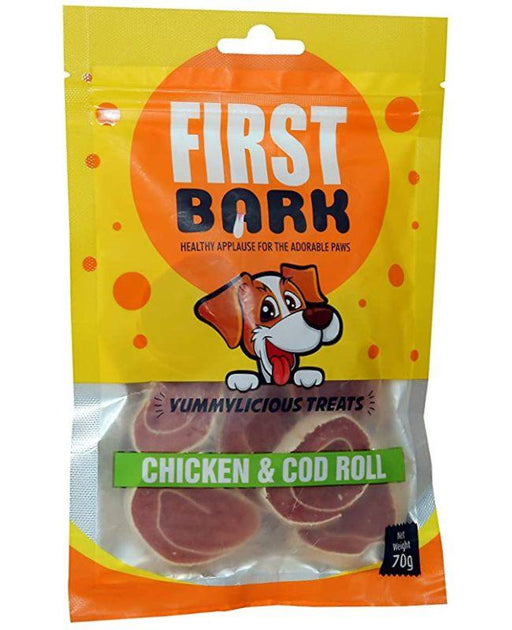 First Bark Chicken and Cod Roll Jerky Yummylicious Treats for Dogs - Ofypets