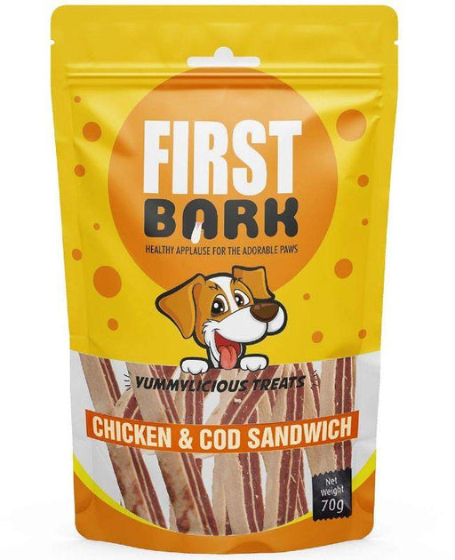 First Bark Chicken and Cod Sandwich Jerky Yummylicious Treats for Dogs - Ofypets