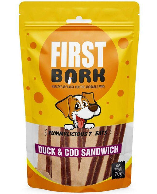 First Bark Duck and Cod Sandwich Jerky Yummylicious Treats for Dogs - Ofypets