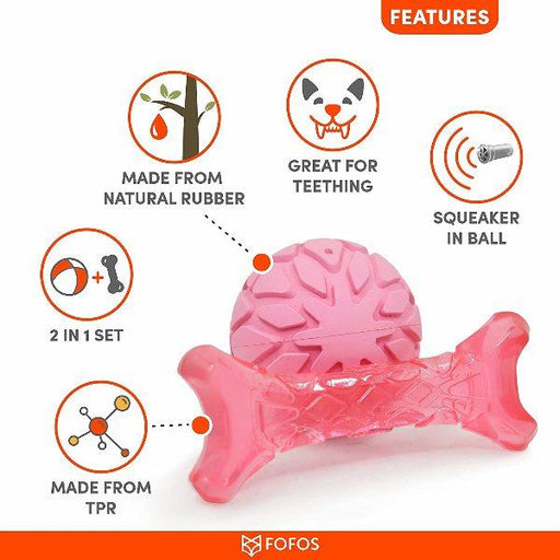 Fofos Milk Bone and Squeaker Ball Teething Chew Toys for Puppies and Dogs - Ofypets