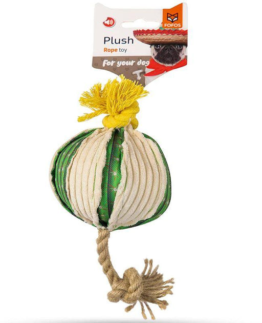 Fofos Squeaky Cactus Ball with Hemp Rope Plush Toy for Dogs - Ofypets
