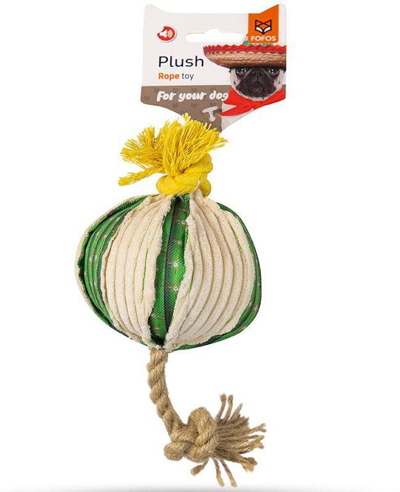 Fofos Squeaky Cactus Ball with Hemp Rope Plush Toy for Dogs - Ofypets