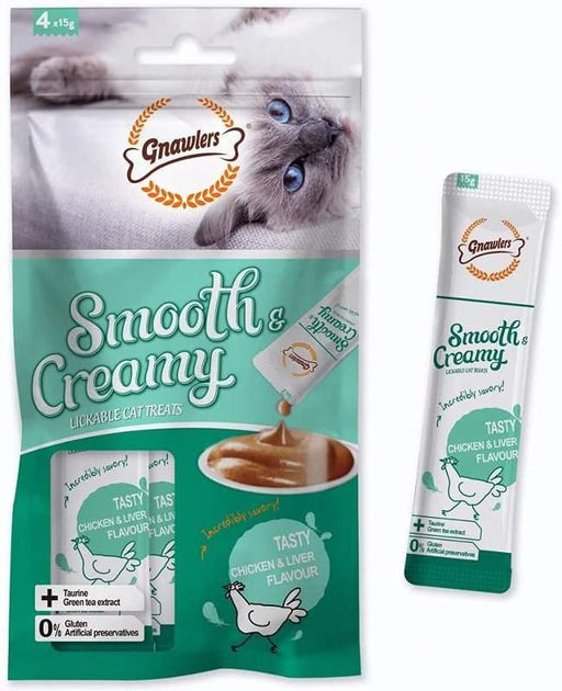 Gnawlers Smooth and Creamy Chicken & Liver Flavour Cat Treats - Ofypets