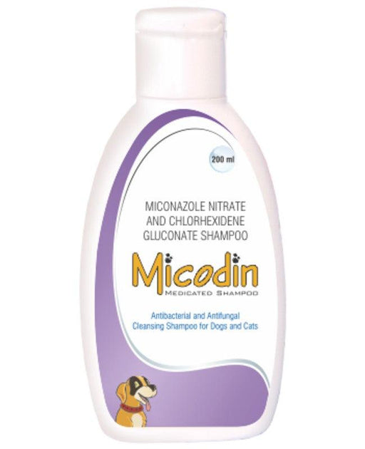Intas Micodin Chlorohexidine and Miconazole Antibacterial and Antifungal Shampoo for Dogs and Cats - Ofypets
