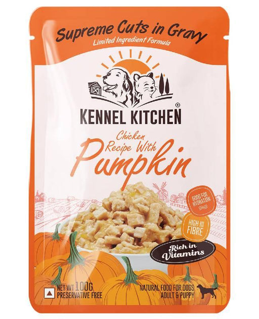 Kennel Kitchen Chicken Recipe with Pumpkin Supreme Cuts in Gravy for Adult Dogs and Puppy Wet Food - Ofypets