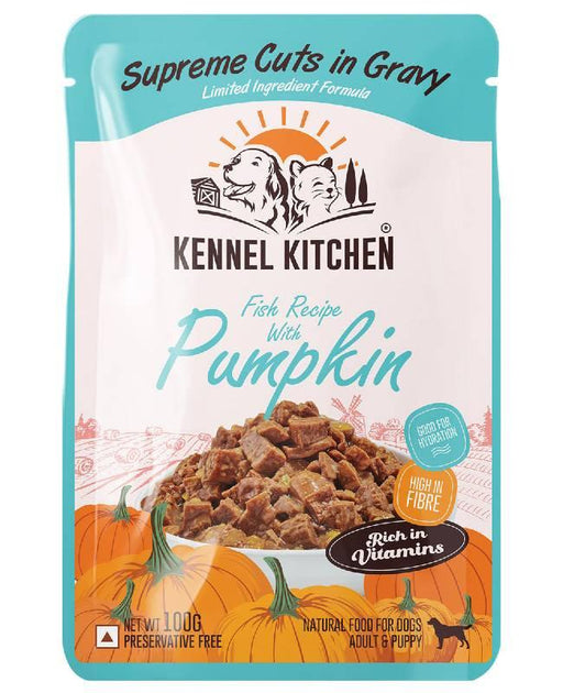Kennel Kitchen Fish Recipe with Pumpkin Supreme Cuts in Gravy for Adult Dogs and Puppy Wet Food - Ofypets