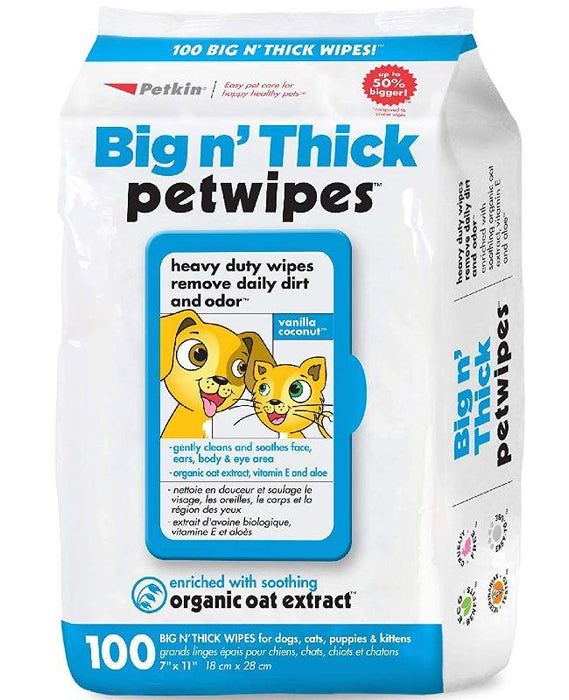 Petkin Big N' Thick Pet wipes 100 Wipes - Ofypets