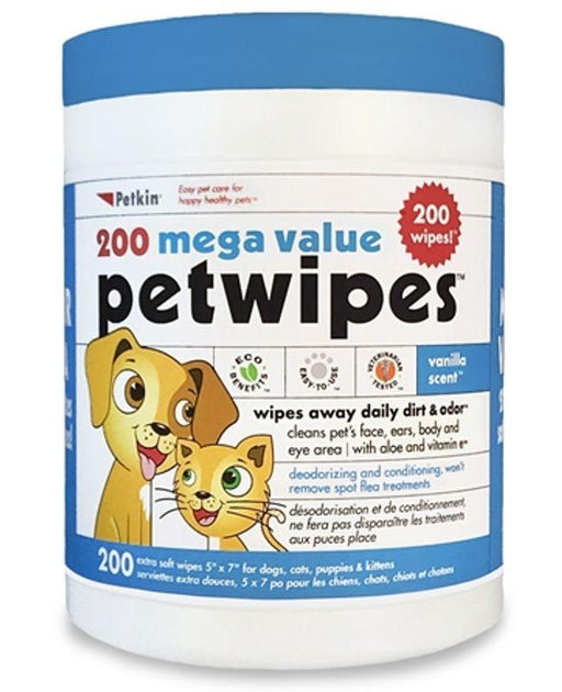 Petkin Pet wipes Mega Value Pack 200 Wipes - Ofypets