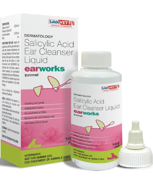 Savavet Earworks Salicylic Acid Ear Cleanser for Dogs and Cats - Ofypets