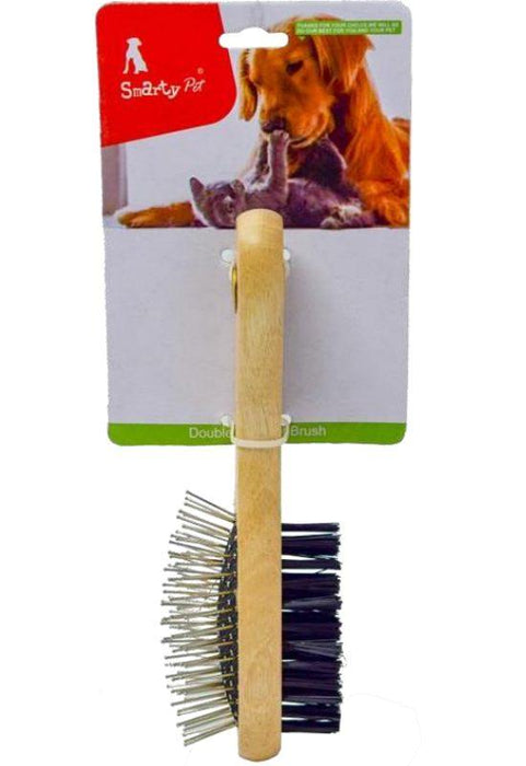Smartypet Wooden Combo Pin Brush for Grooming Dogs and Cats - Ofypets