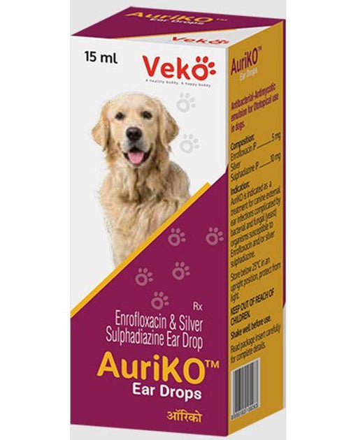 Veko Auriko Enrofloxacin Silver Sulphadiazine Ear Drops for Dogs and Cats - Ofypets