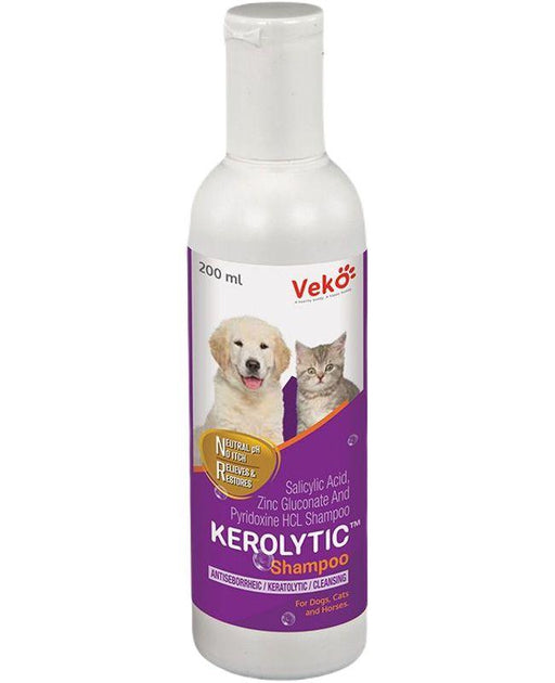 Veko Kerolytic Salicylic acid and Zinc Gluconate and Pyridoxine HCL Medicated Shampoo for Dogs and Cats - Ofypets