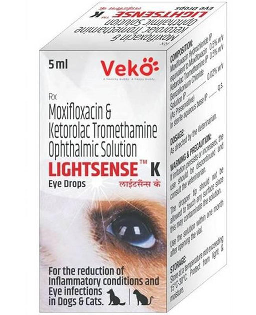 Veko Lightsense Moxifloxacin Ketrolac Tromethamine Ophthalmic Solution Eye Drops for Dogs and Cats - Ofypets