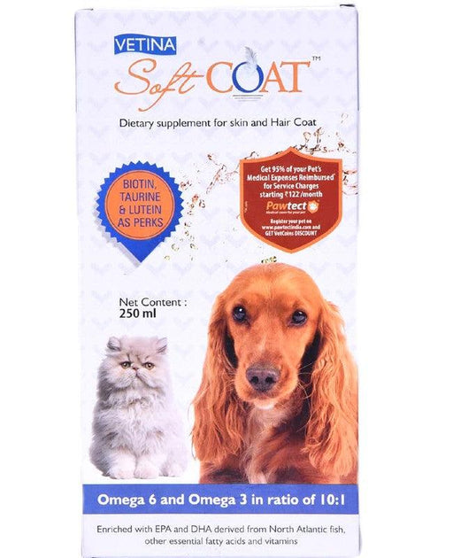 Vetina Soft Coat Omega Biotin and Taurine Supplement for Dogs and Cats - Ofypets