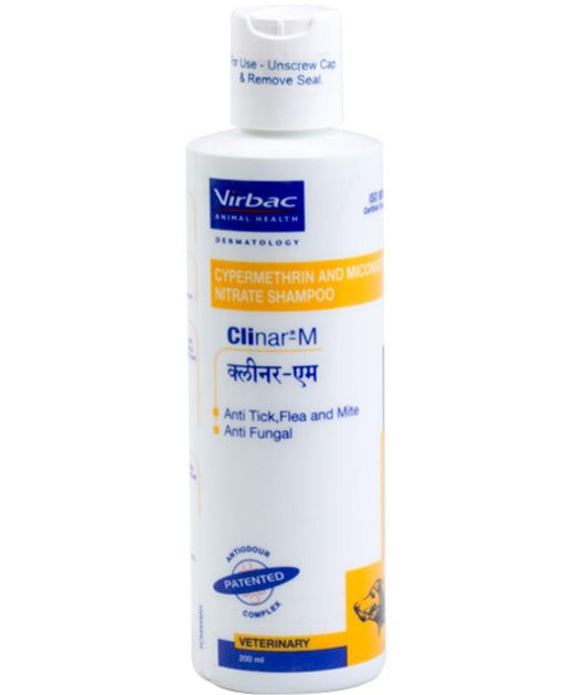 Virbac Clinar-M Anti Tick Flea Cypermethrin and Miconazole Medicated Shampoo For Dogs - Ofypets